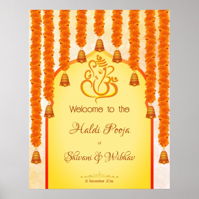 Ganesha marigold garlands Haldi Ganesh poja Poster (Framsidan)
