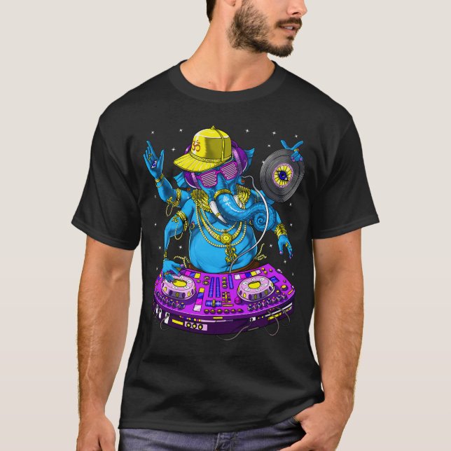 Ganesha Musik DJ T Shirt (Framsida)