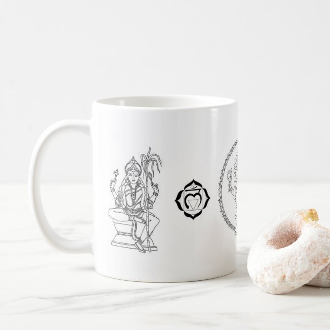 Ganesha och gudinnakaffemugg kaffemugg (Med munk)
