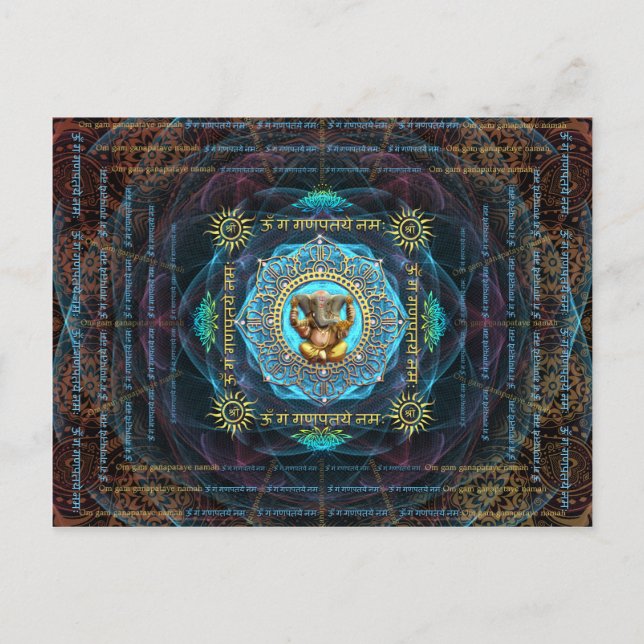 Ganesha- Om Gam Ganapataye Namah Vykort (Framsida)