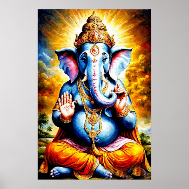 Ganesha Poster - Hindu God of Happiness Wall Art (Framsidan)