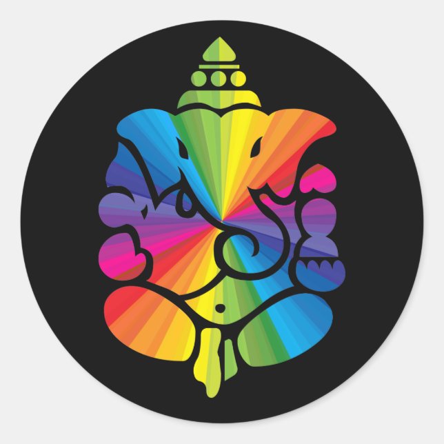 Ganesha Rainbow-tecken Runt Klistermärke (Framsida)