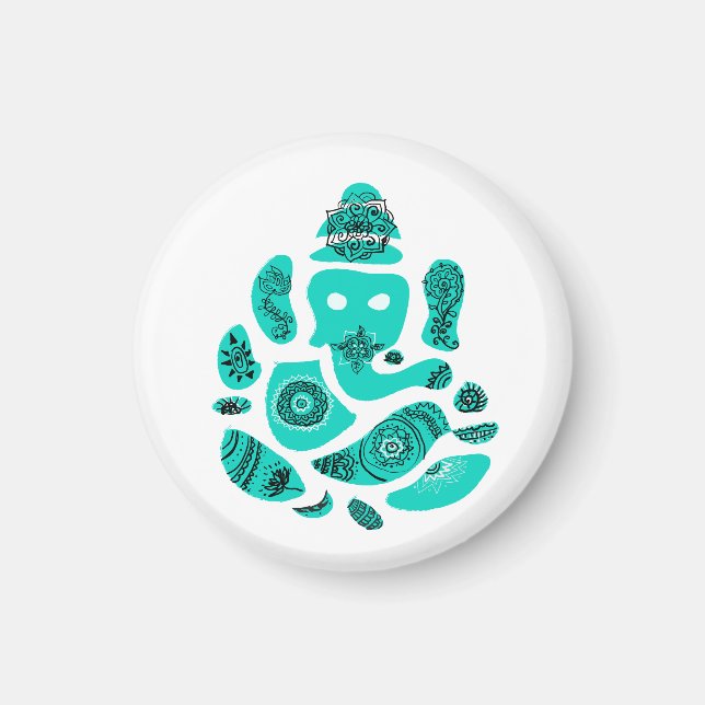 Ganesha Small, 3,2 cm runda magneter (Framsidan)