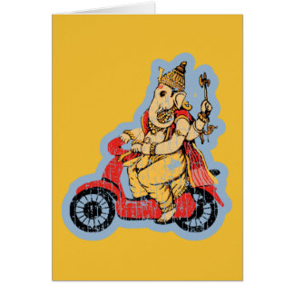 Ganesha som rider en sparkcykel hälsningskort