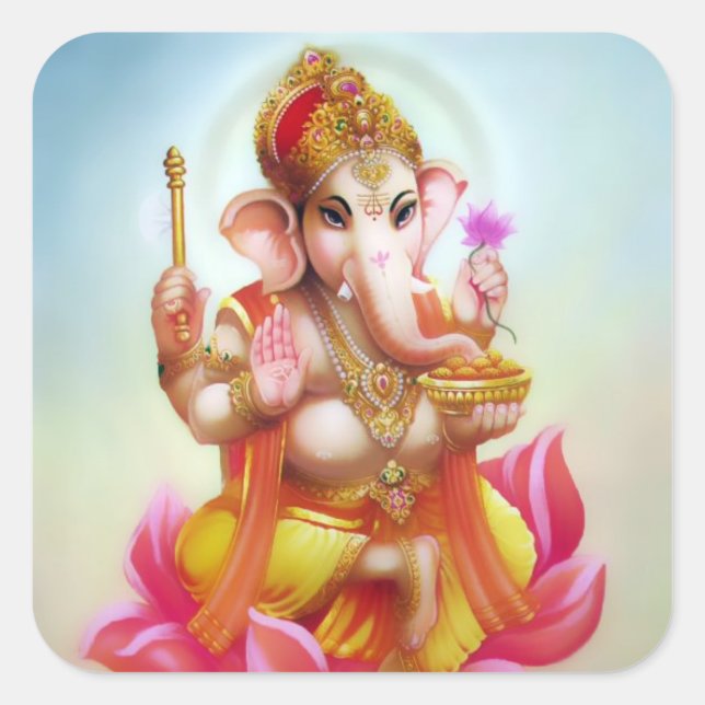 Ganesha Stickers - Version 10 Fyrkantigt Klistermärke (Framsida)