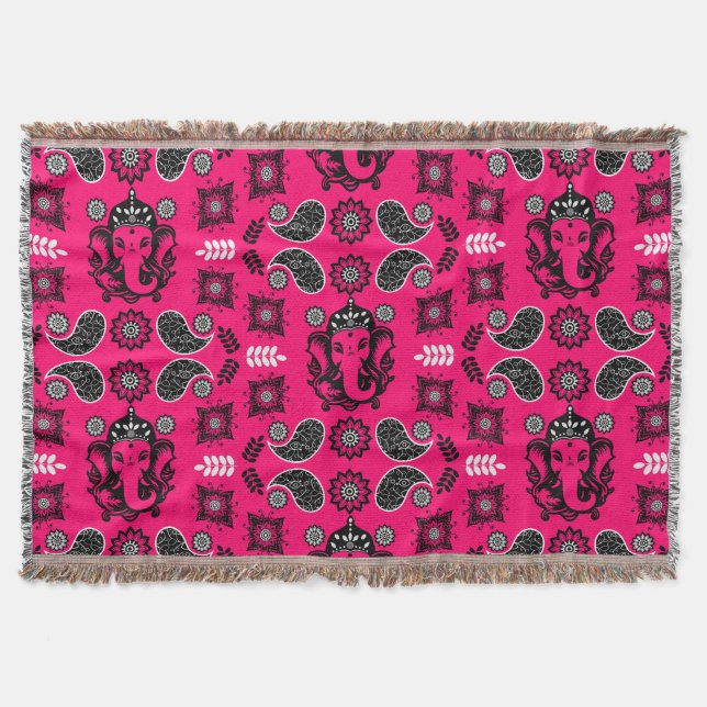 Ganesha-tema Hinduisk konsttryck Filt (Framsidan)