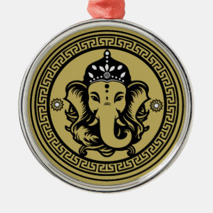 Ganesha-tema Hinduisk konsttryck Julgransprydnad Metall