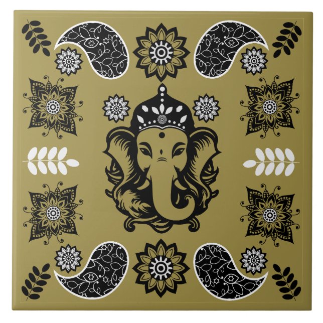 Ganesha-tema Hinduisk konsttryck Kakelplatta (Framsidan)