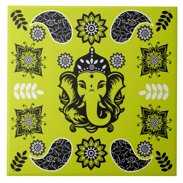 Ganesha-tema Hinduisk konsttryck Kakelplatta (Framsidan)