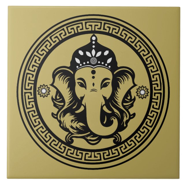 Ganesha-tema Hinduisk konsttryck Kakelplatta (Framsidan)