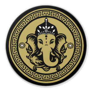 Ganesha-tema Hinduisk konsttryck Knopp