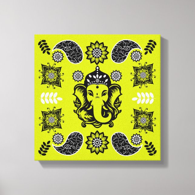 Ganesha Themed Hindu Art Print Canvastryck (Framsida)