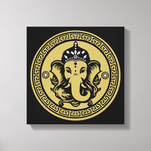 Ganesha Themed Hindu Art Print Canvastryck (Framsida)