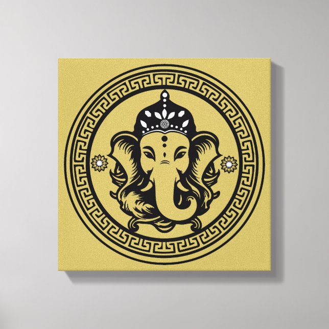 Ganesha Themed Hindu Art Print Canvastryck (Framsida)
