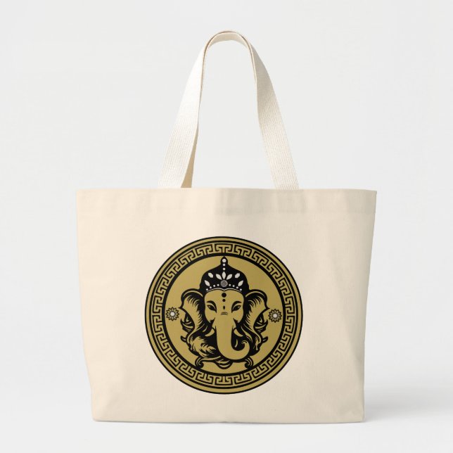 Ganesha Themed Hindu Art Print Jumbo Tygkasse (Framsidan)
