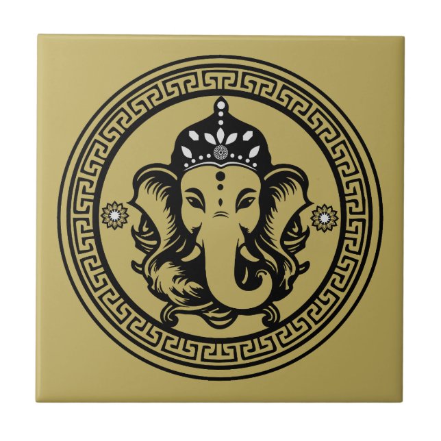 Ganesha Themed Hindu Art Print Kakelplatta (Framsidan)