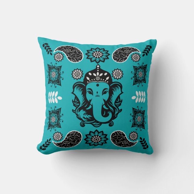 Ganesha Themed Hindu Art Print Kudde (Framsida)