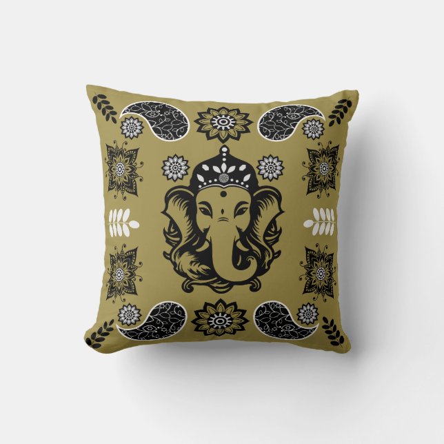 Ganesha Themed Hindu Art Print Kudde (Framsida)