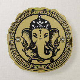 Ganesha Themed Hindu Art Print Rund Kudde