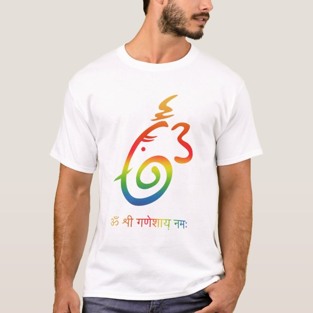 Ganesha undertecknar tee shirt (Framsida)