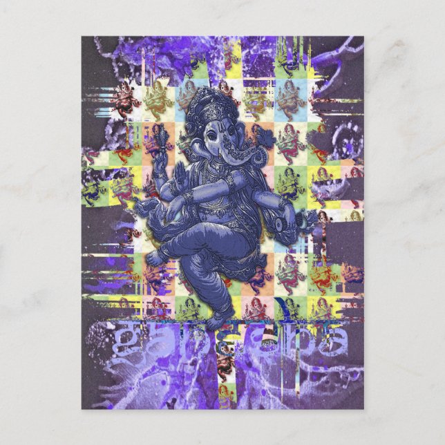 GANESHA | violett plätering Vykort (Framsida)