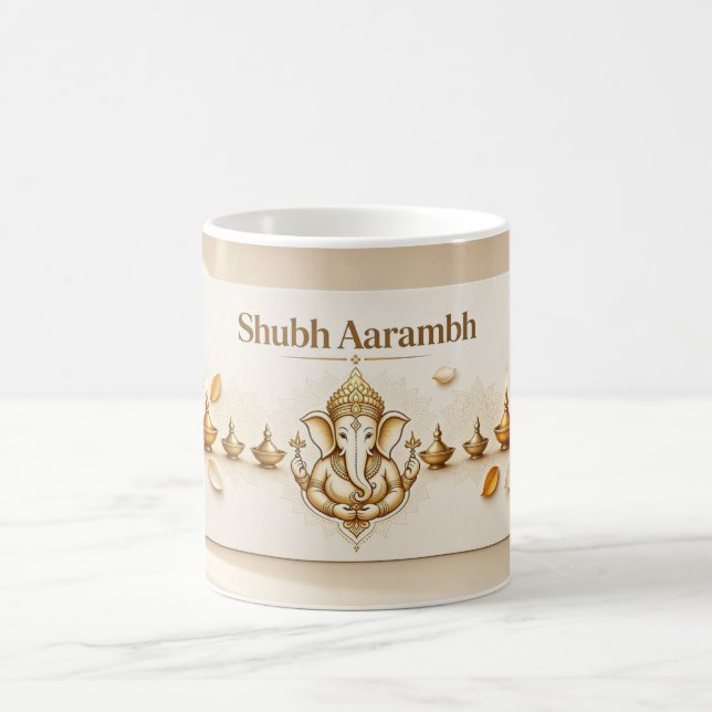 Ganeshas välsignelser Shubh Aarambh monogram Diwal Kaffemugg (Center)