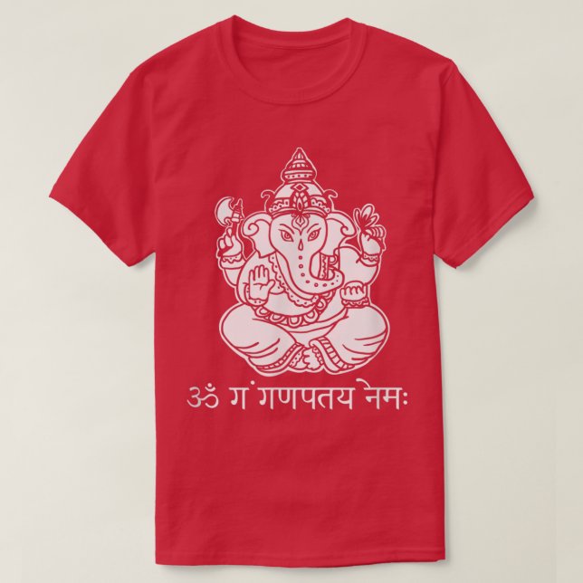GaneshWith Sanskrit Ganesha Mantra T Shirt (Design framsida)