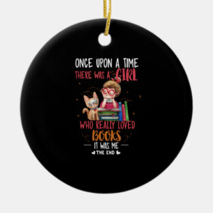 Gång en gång var det en tjej som Verkligen Bokar Julgransprydnad Keramik