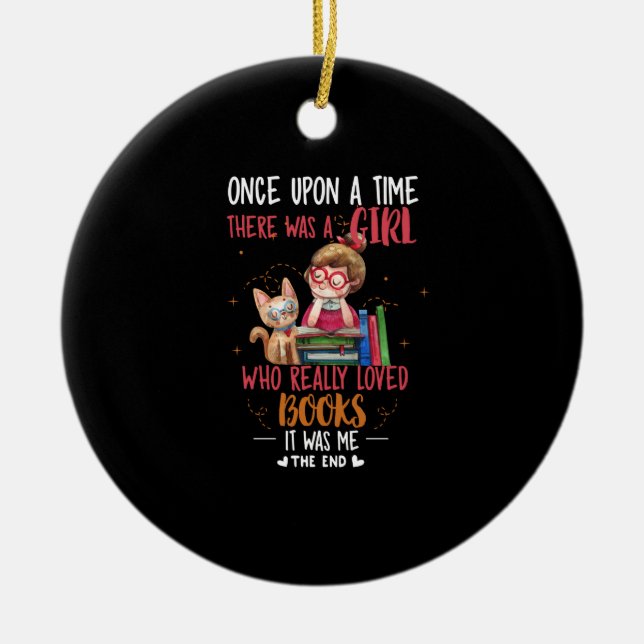 Gång en gång var det en tjej som Verkligen Bokar Julgransprydnad Keramik (Framsidan)