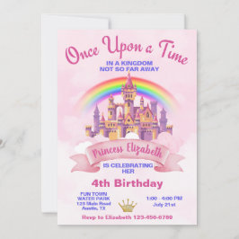 Gång om en tid av prinsessans Castle Birthday Inbjudningar
