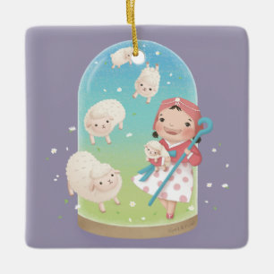 Gång om en tid: Lilla Bo Peep Illustration Art Julgransprydnad Keramik