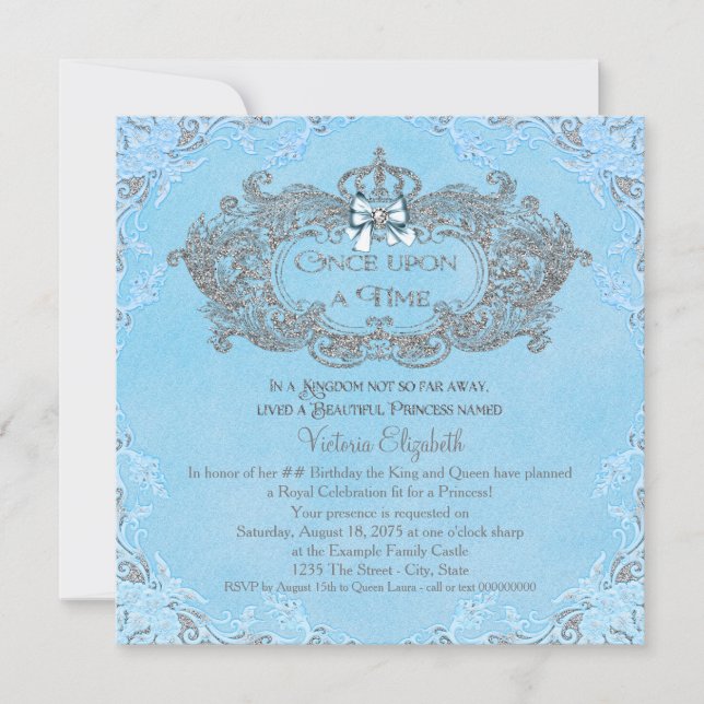 Gång om en tidsinställd Cinderella Princess Birthd Inbjudningar (Framsida)