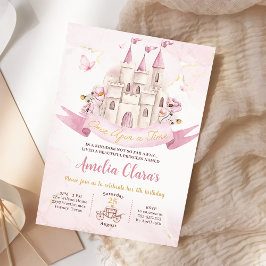 Gång On Time Princess Fairytale Castle Birthday Inbjudningar