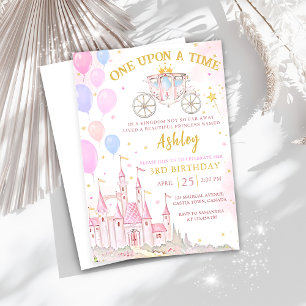 Gång på en dag, då Magic Princess Castle Birthday Inbjudningar