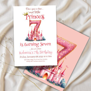 Gång på en födelsedagstid för prinsessan Castle Gi Inbjudningar