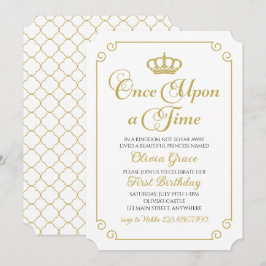 Gång på en Guld-prinsessans födelsedagsinbjudan Inbjudningar