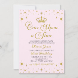 Gång på en Guld-prinsessans födelsedagsinbjudan Inbjudningar