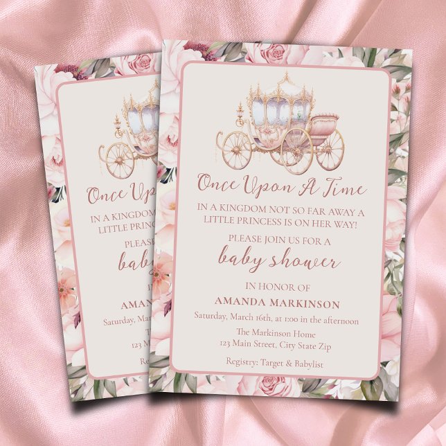 Gång på en Rosa Princess Baby Shower Inbjudningar (Skapare uppladdad)