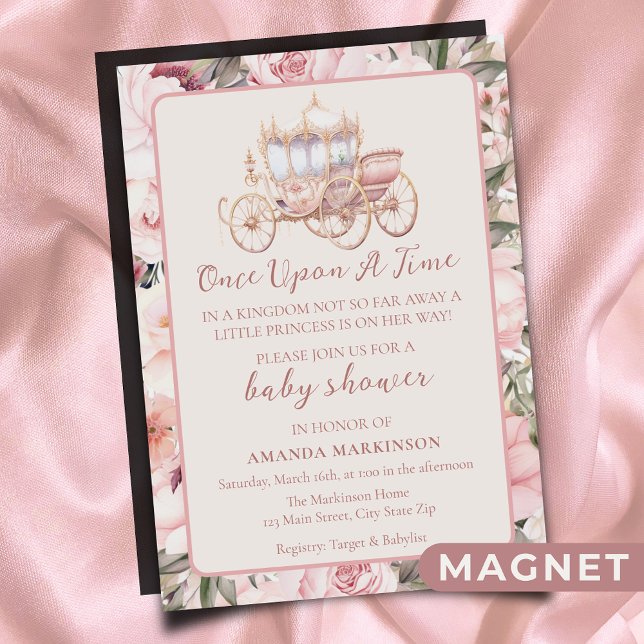 Gång på en Rosa Princess Baby Shower Magnetisk Inbjudningskort (Skapare uppladdad)