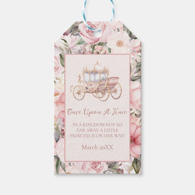 Gång på en Rosa Princess Baby Shower Presentetikett (Framsidan)