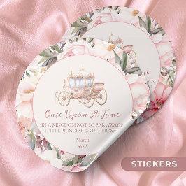 Gång på en Rosa Princess Baby Shower Runt Klistermärke