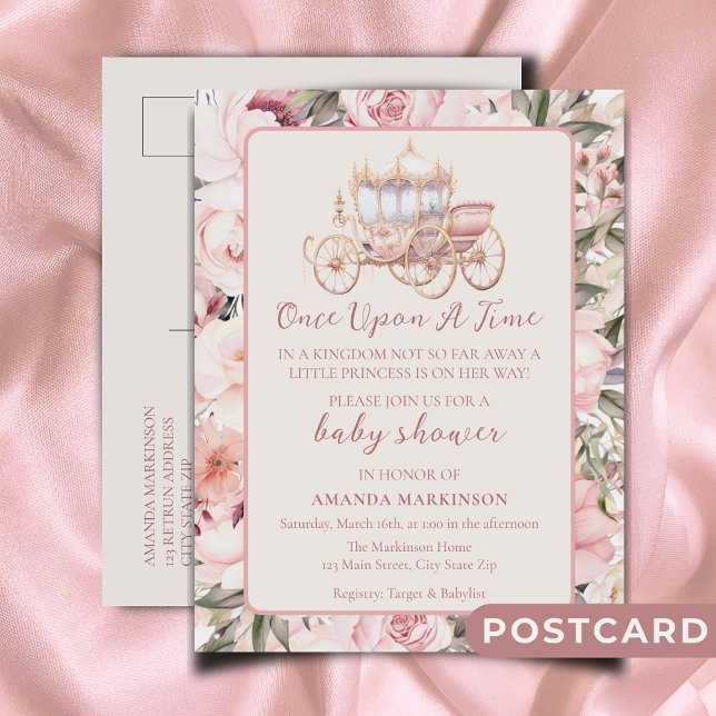 Gång på en Rosa Princess Baby Shower Vykort (Skapare uppladdad)