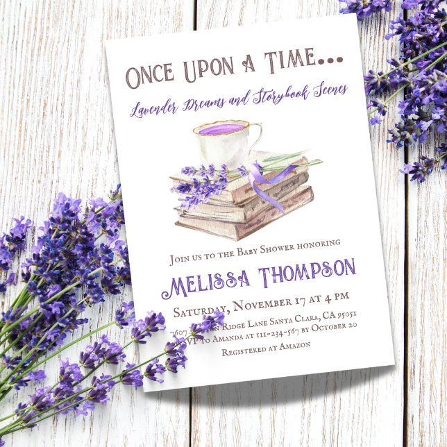 Gång på en tid - Lavender Storybook Baby Shower Inbjudningar (Skapare uppladdad)