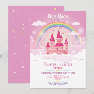 Gång på en tidprinsessa Birthday Castle Inbjudningar