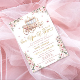 Gång på en tidprinsessa Carriage Baby Shower Inbjudningar
