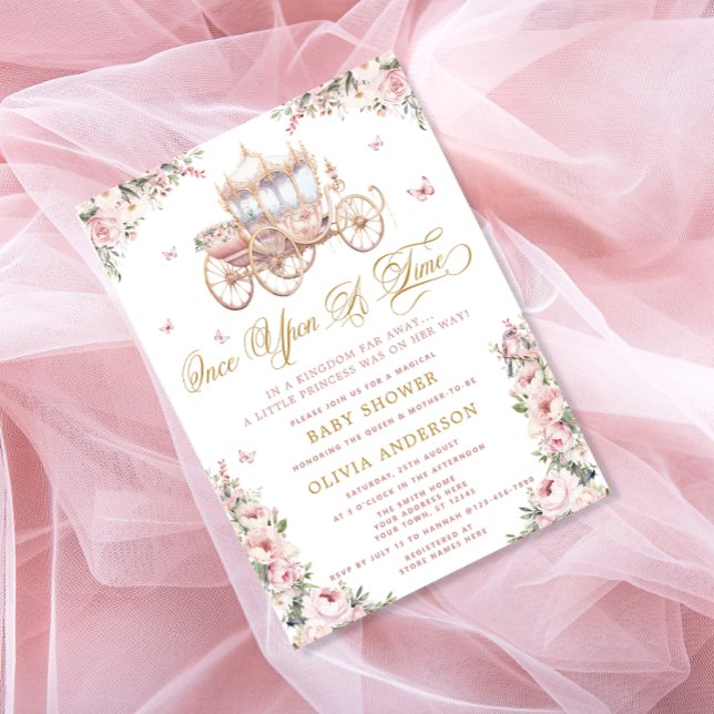 Gång på en tidprinsessa Carriage Baby Shower Inbjudningar (Skapare uppladdad)