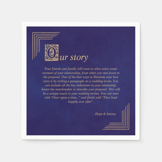 Gång på en Time Fairy Tale Lila Guld Bröllop Pappersservett (Framsidan)