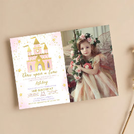 Gång på en Time Princess Castle Girl Birthday Inbjudningar