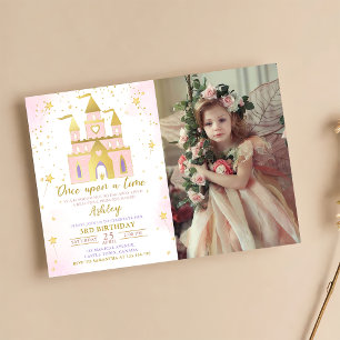 Gång på en Time Princess Castle Girl Birthday Inbjudningar