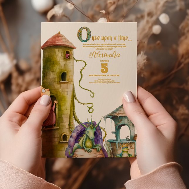 Gång på en Time Princess Castle Girl Birthday Inbjudningar (Skapare uppladdad)